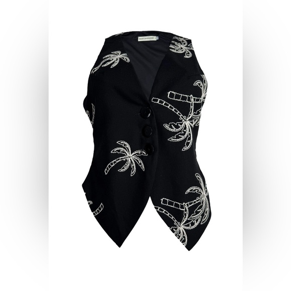 Jeans and Blouses Tops - NWT J & B Black Palm-Embroidered Button Tank